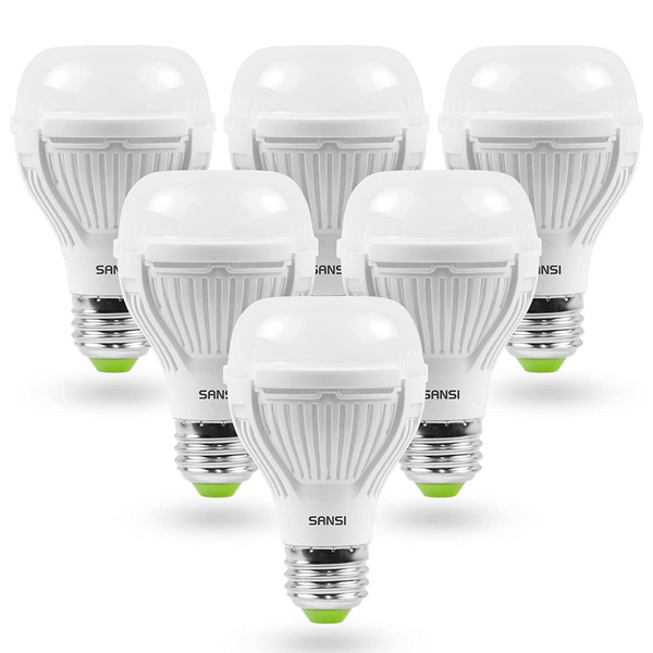 6-Pack SANSI 1600 Lumens 100W Equivalent A19 LED Light Bulbs