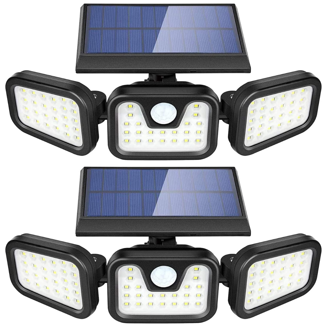 2-Pack Avjone 3000LM 6500K LED Motion Sensor Solar Outdoor Lights