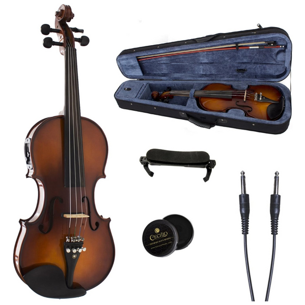 *PRIME BIG DEAL!* – Cecilio 4/4 CVNAE-330 Ebony Fitted Acoustic / Electric Violin