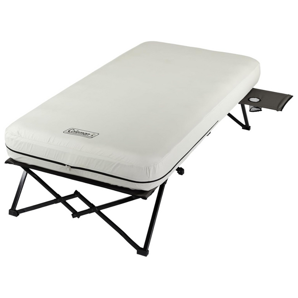 Coleman Camping Cot With Folding Air Mattresses Set, Battery-Operated Pump & Side Table