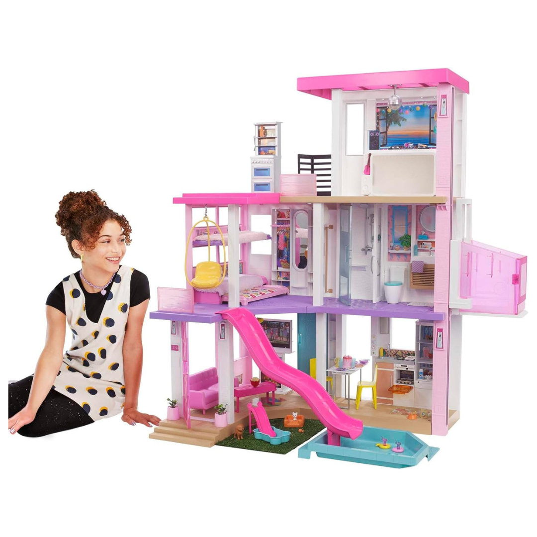 *PRIME BIG DEAL!* – Barbie DreamHouse Doll House Playset With 75+ Toy Furniture & Accessories, 10 Play Areas, Lights & Sounds