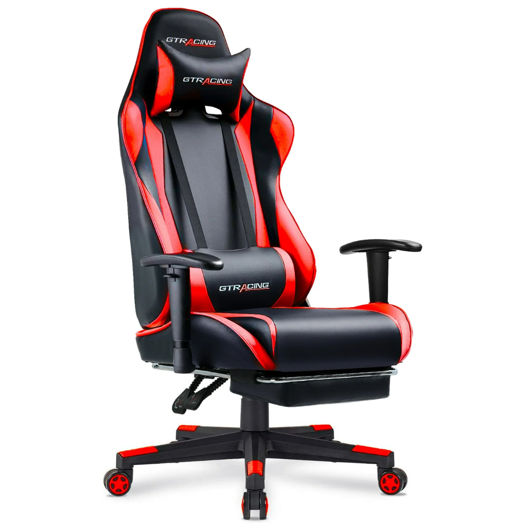 Gtracing PU Leather Office Gaming Chair With Footrest & Headrest