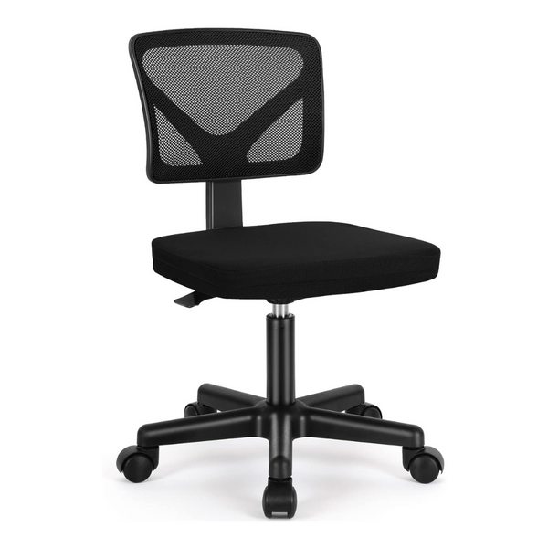 Ergonomic Adjustable Armless Office Desk Chair With Lumbar Support