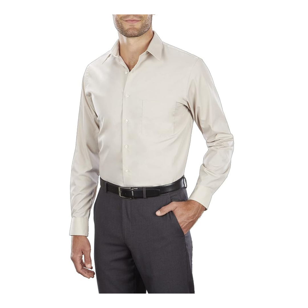 Van Heusen Men's Size Tall Fit Dress Shirts (Stone)