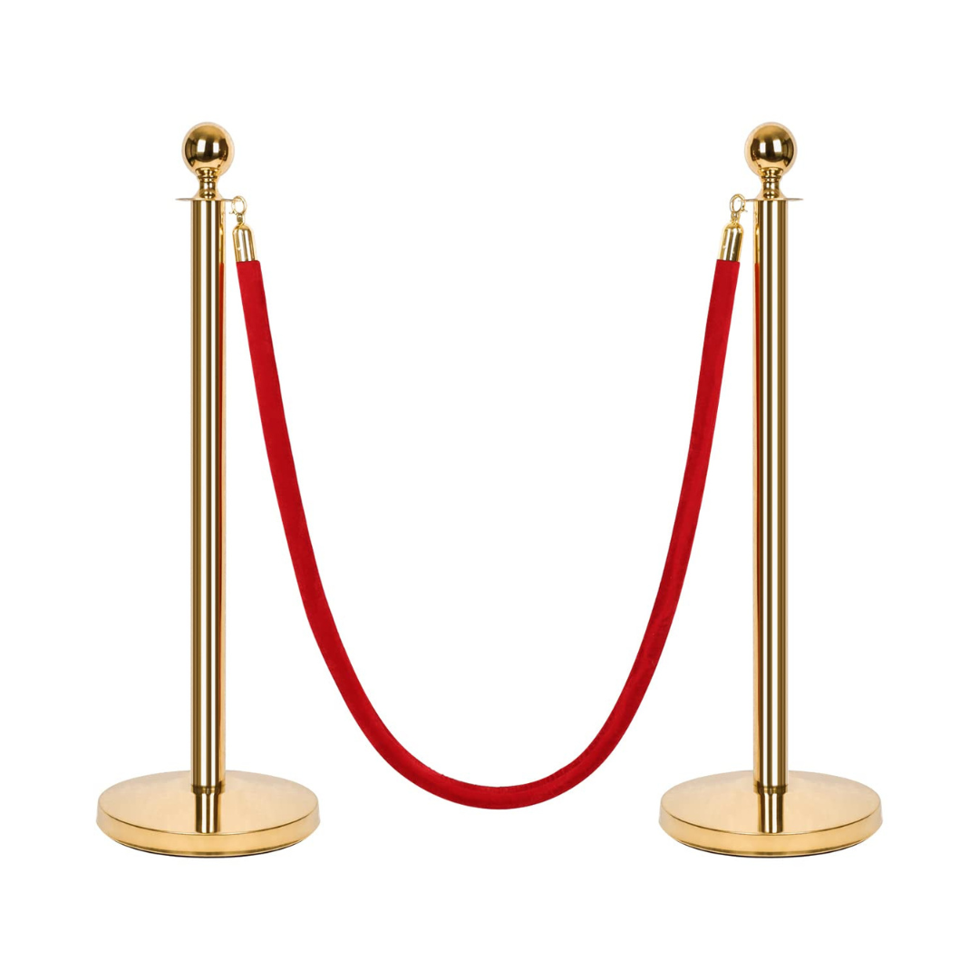 2-Pack AmazonCommercial 6.5ft Velvet Ropes Crowd Control Stanchions