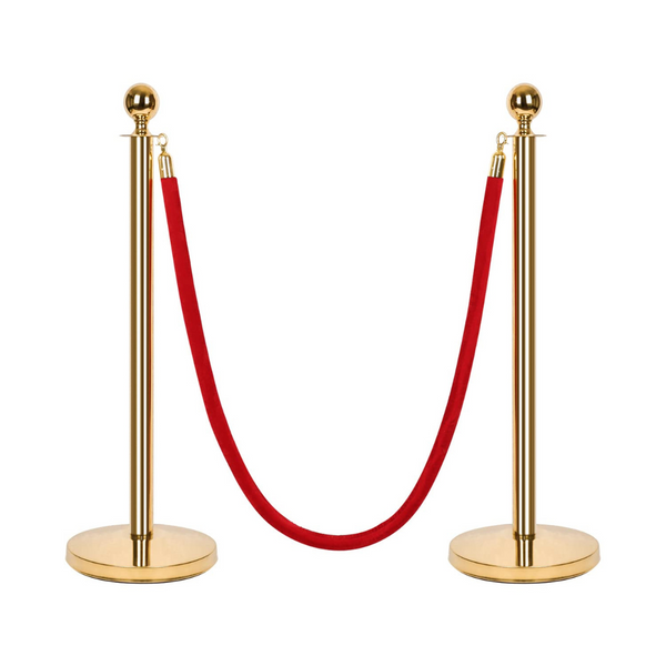 2-Pack AmazonCommercial 6.5ft Velvet Ropes Crowd Control Stanchions