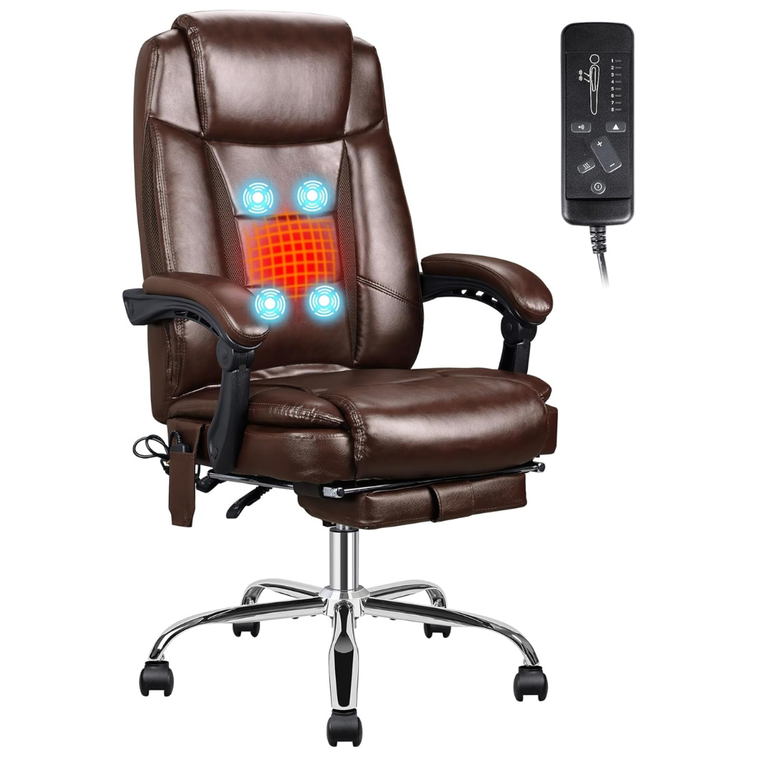 4 Points Vibration Massage Executive Office Chair with Footrest