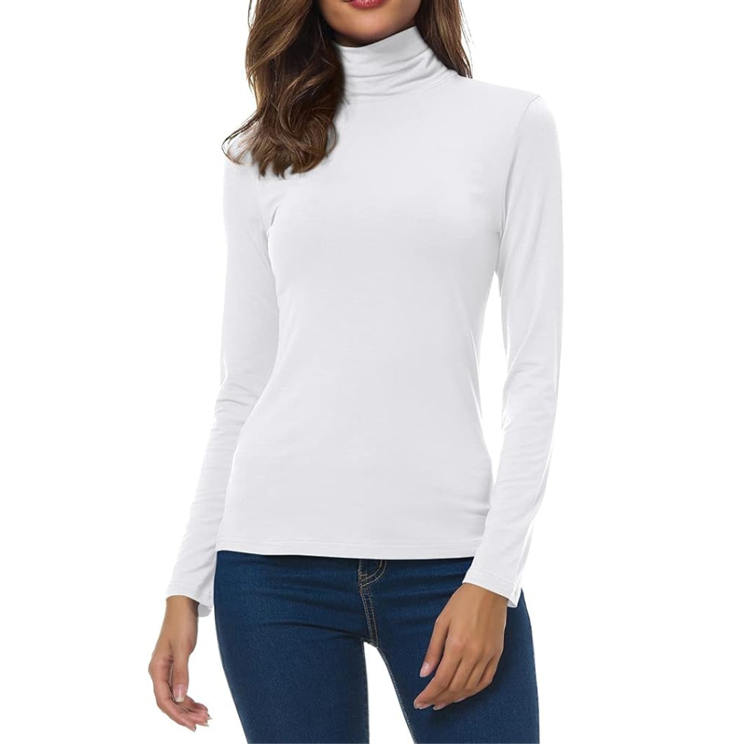 Vobcty Women's Long Sleeve Turtleneck Slim Fitted Pullover Tops