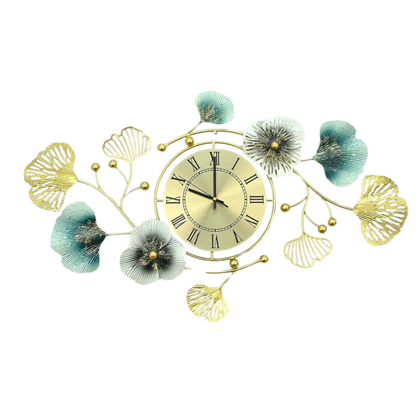 TANWO 33" Large Ginkgo Leaf Wall Clock