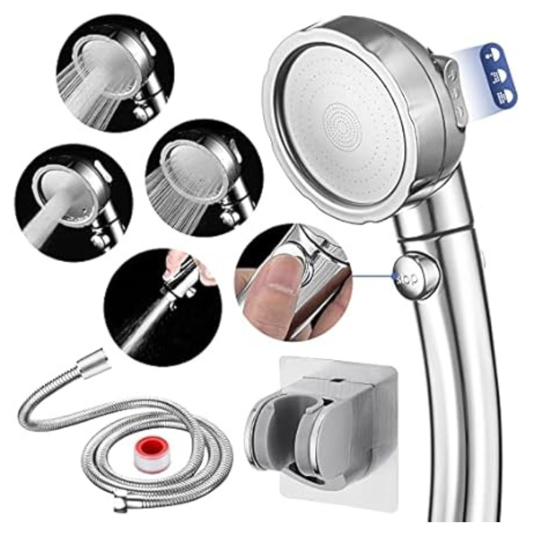 Hanlian High Pressure Shower Head With Pause Button (Chrome)