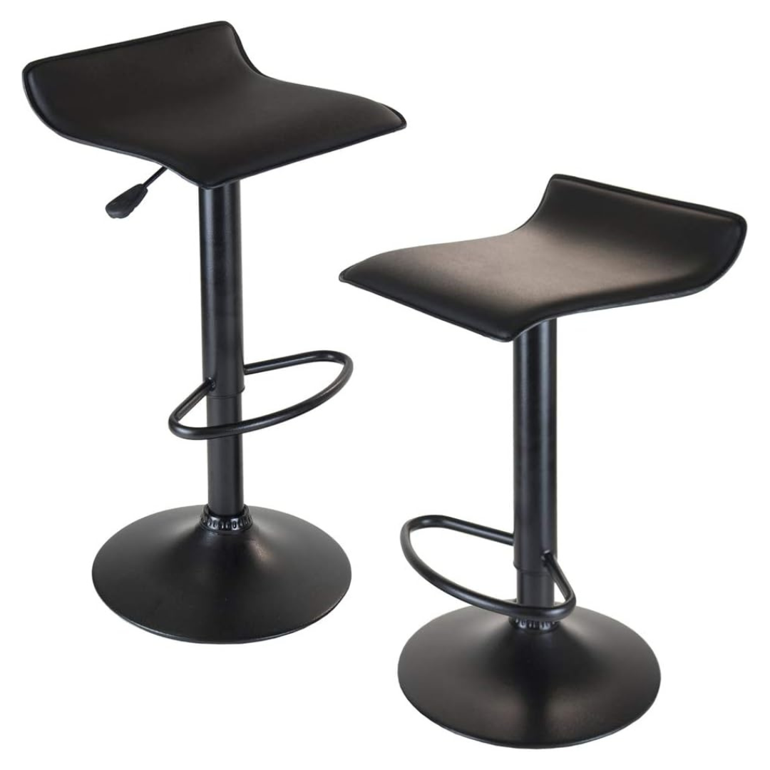 2-Count Winsome Wood Obsidian Adjustable Backless Swivel Air Lift Stool