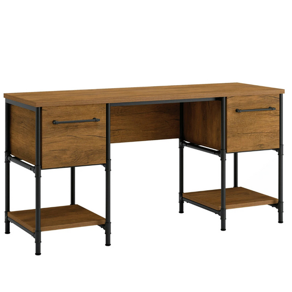 Sauder Iron City Industrial Double Pedestal Office Desk