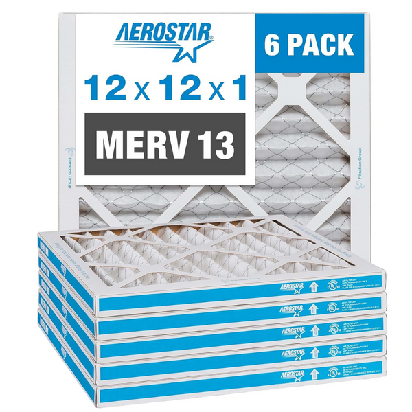 6-Pack Aerostar 12x12x1 MERV 13 Pleated AC Furnace Air Filter