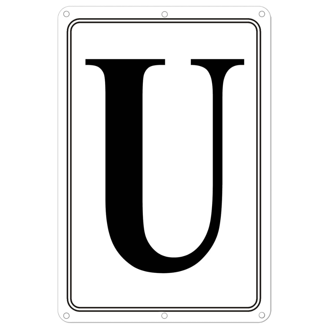 Premium Aluminum "U" 12 x 8 Inch Parking Spot Letter Signs