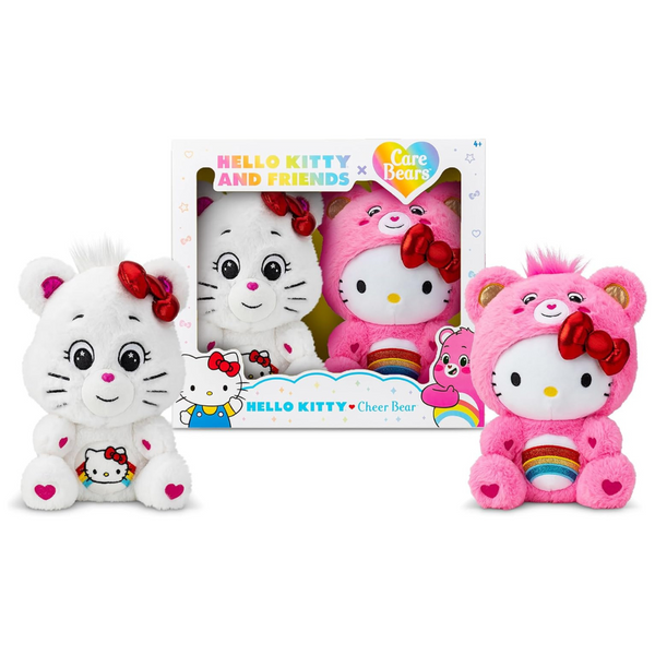 2-Pack Hello Kitty Loves Cheer Bear 10" Collectible Care Bears Plush Set