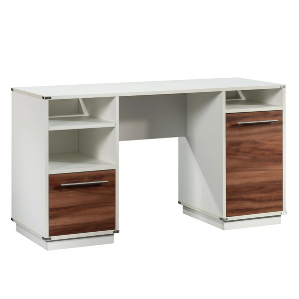 Sauder Vista Key Double Ped Desk, Blaze Acacia Finish