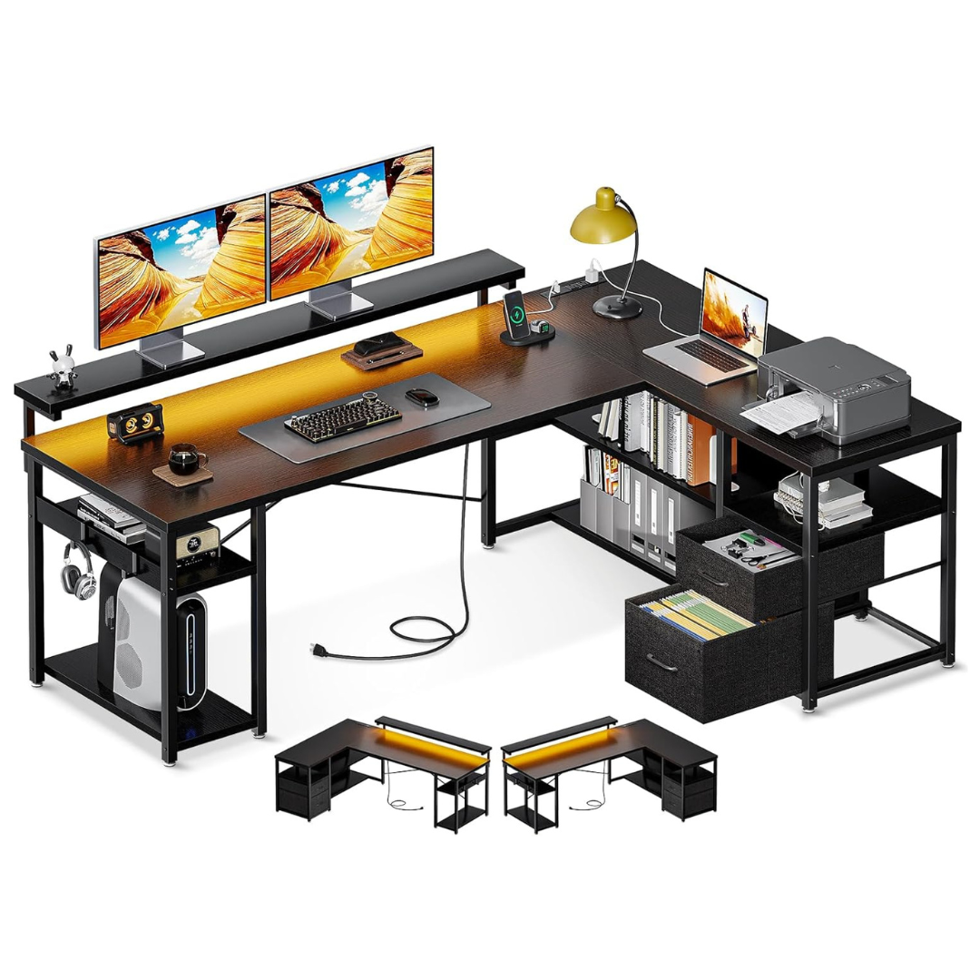 ODK 53" Bedroom Corner Reversible L Shaped Gaming Desk