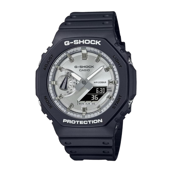 Casio G-Shock Analog-Digital Silver-Tone Dial Black Resin Strap Watch