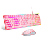 MageGee Gaming Wired Keyboard And Mouse Combo (Pink)