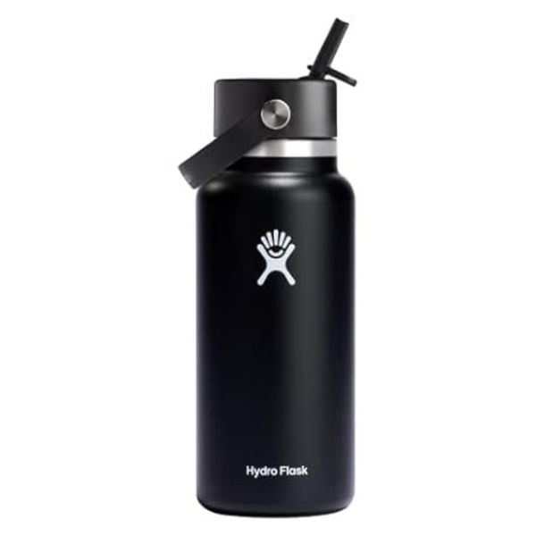 32-Oz Hydro Flask Wide Mouth Bottle With Flex Straw Cap (Black)