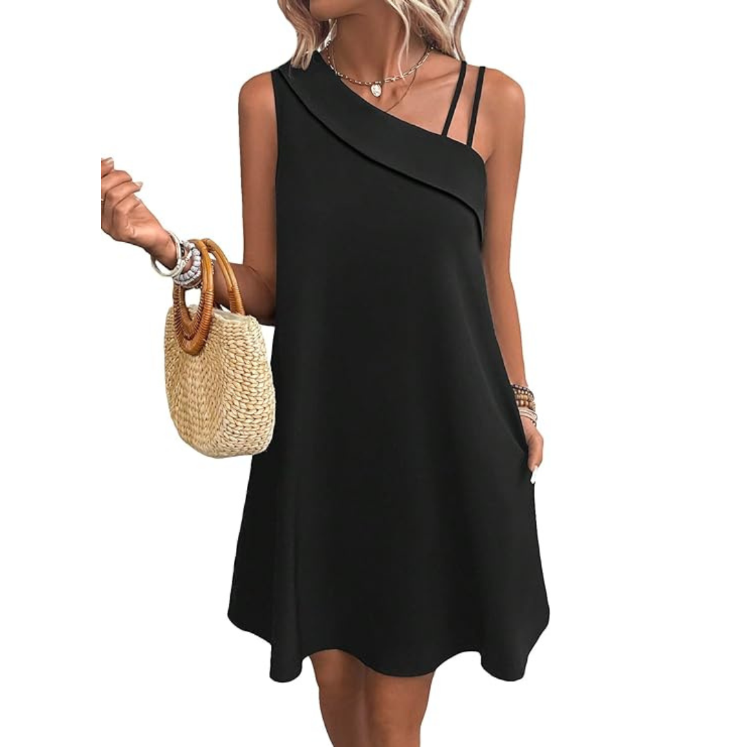 Women's Sleeveless Summer Asymmetrical Short Tunic Dress (2 Colors)