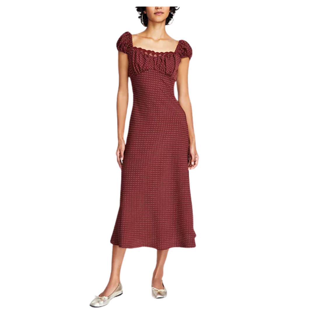 And Now This Women's Dotted Lace-Trim Cap-Sleeve Dres