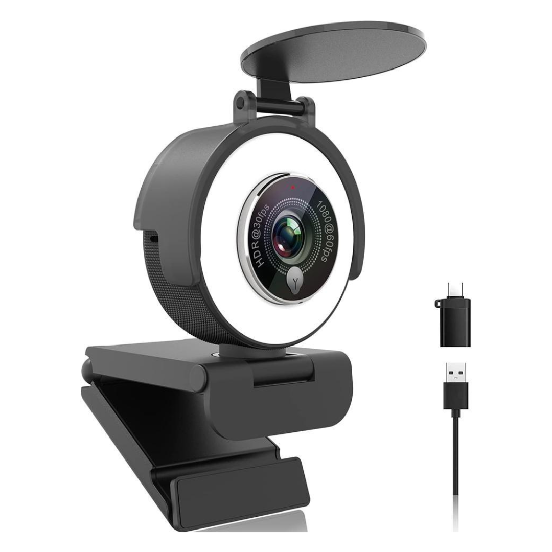 Angetube 1080p Webcam With Ring Light For Streaming