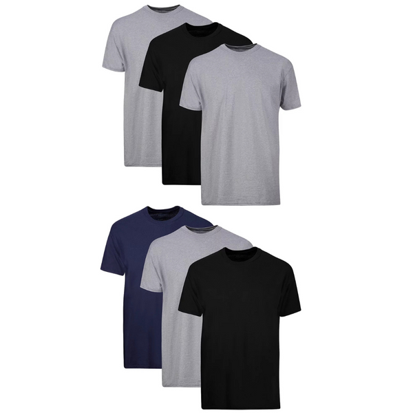 6-Pack Hanes Men's Moisture-Wicking Crew Tee Undershirts