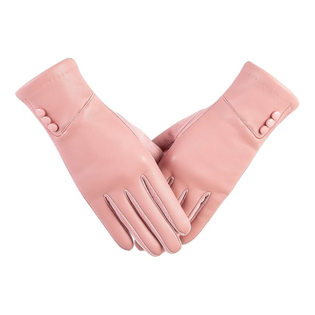 Women's Leather Gloves With Wool Lining & Touchscreen (Various Colors)