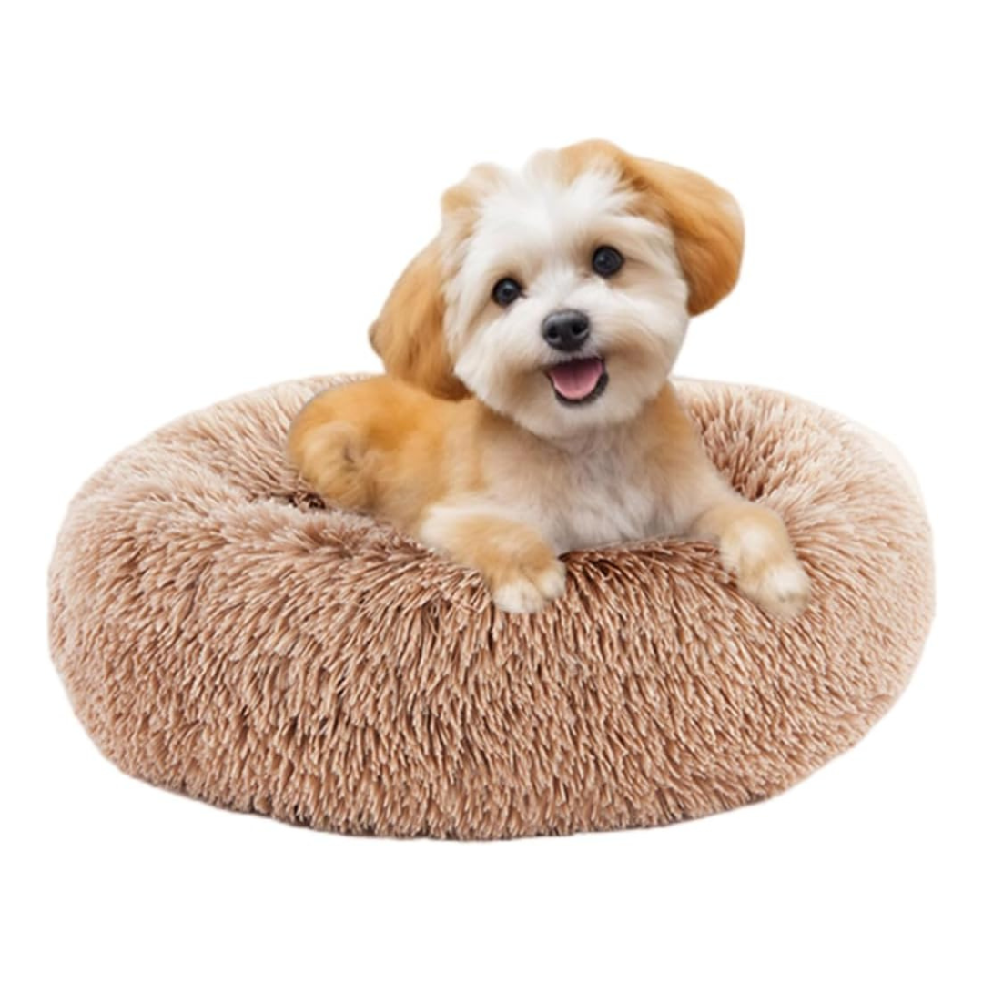 Sweetcrispy 24"Anti-Anxiety Anti-Slip Round Fluffy Plush Faux Fur Pet Bed