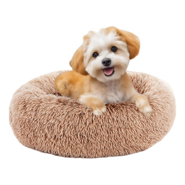 Sweetcrispy 24"Anti-Anxiety Anti-Slip Round Fluffy Plush Faux Fur Pet Bed