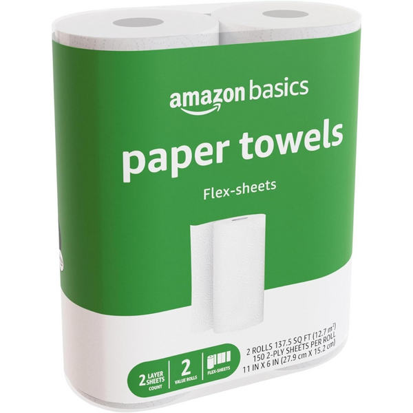 2-Pack of 150-Sheets Amazon Basics 2-Ply Flex-Sheets Paper Towels