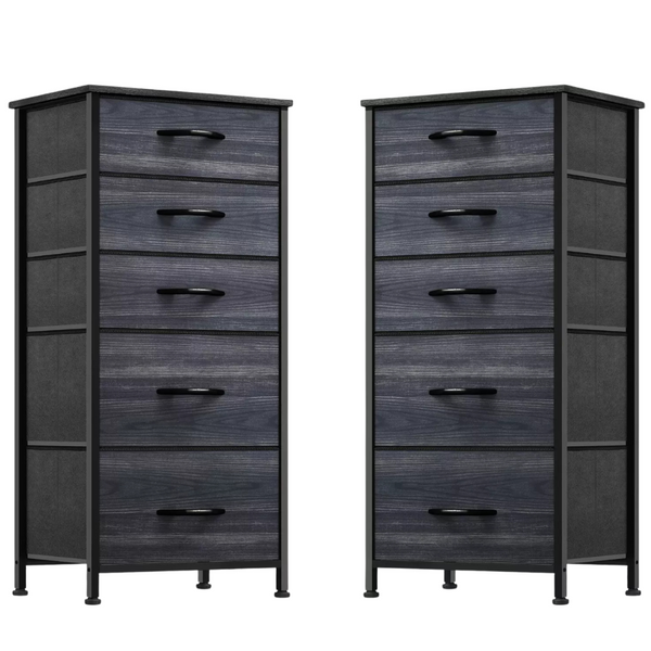 Chest of Storage 5 Drawers Dresser Tower Gray Cabinet