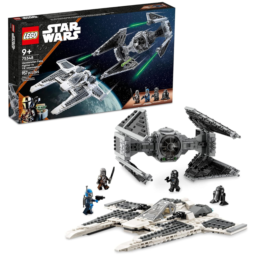 957-Pieces LEGO Star Wars Mandalorian Fang Fighter vs. TIE Interceptor Set