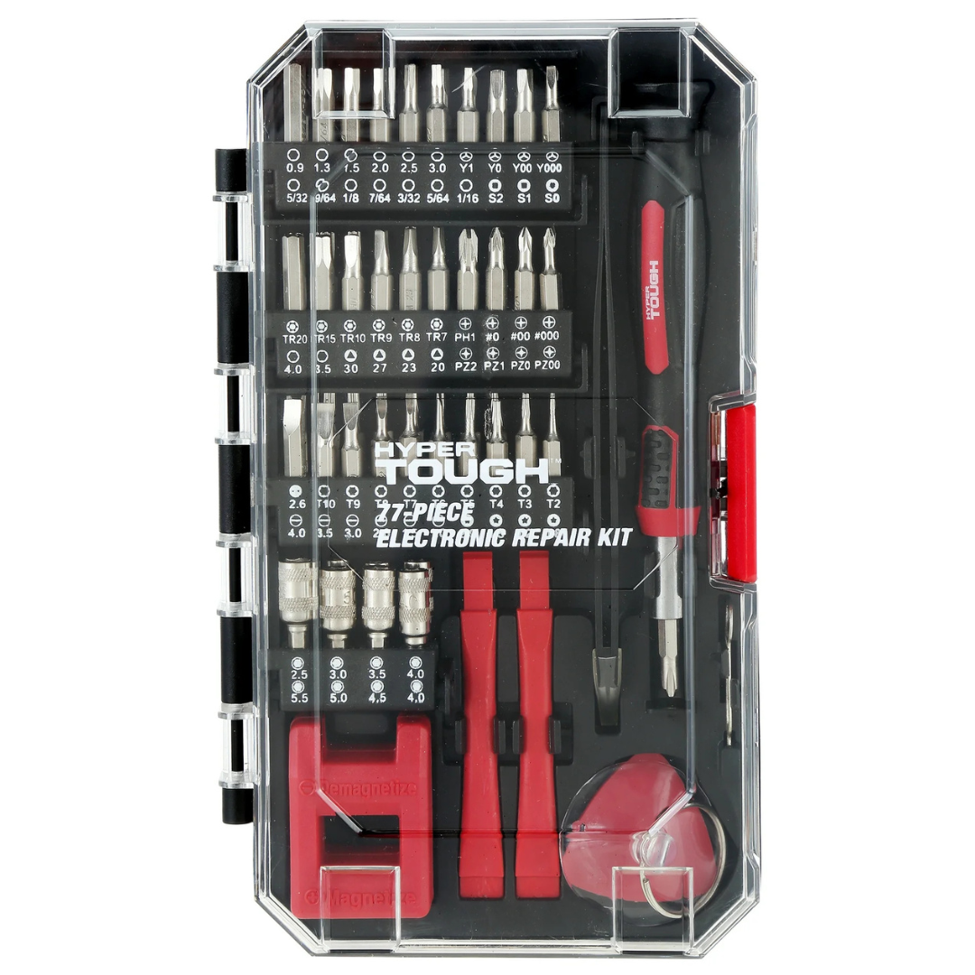 77-Piece Hyper Tough Precision Tool Kit w/ Magnetic Screwdriver & Case