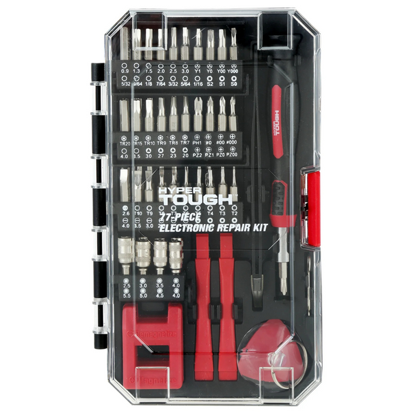 77-Piece Hyper Tough Precision Tool Kit w/ Magnetic Screwdriver & Case