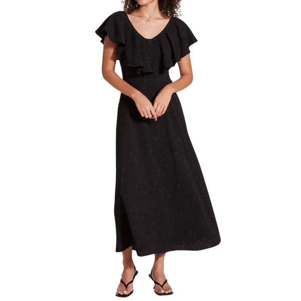 Wishlist Flutter Gauze Midi Dress (Black)