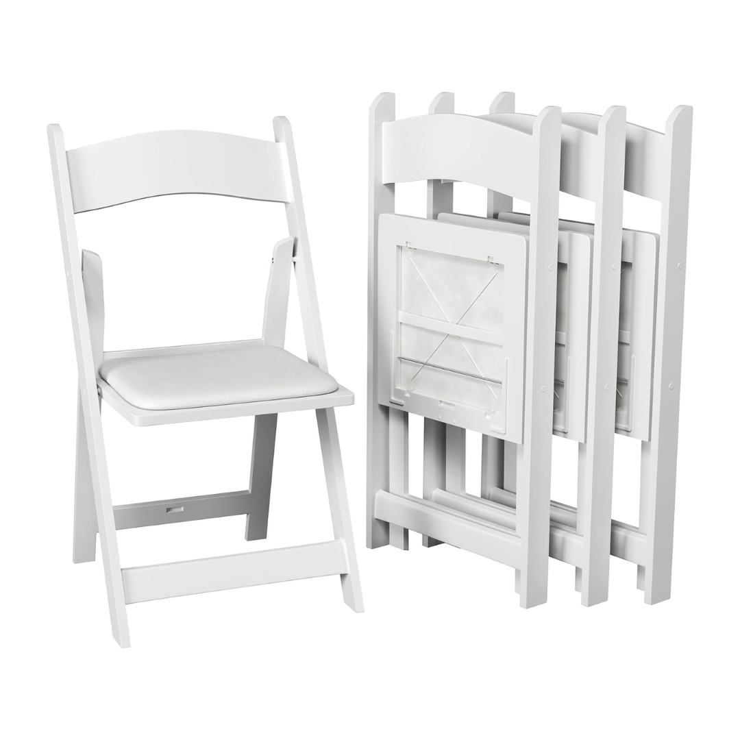 8-Count White Resin Stackable Folding Chair