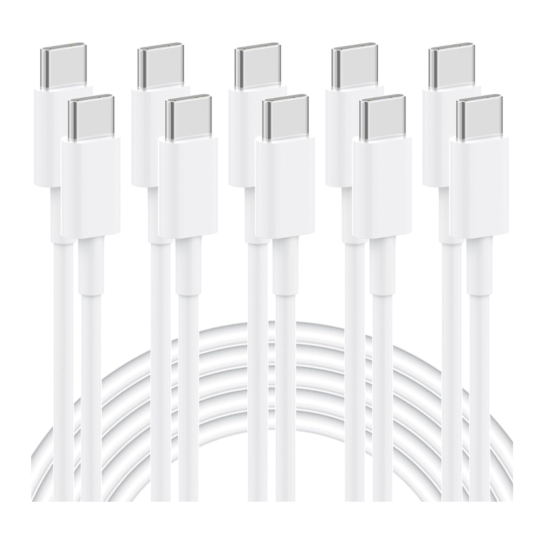 5-Pack 6ft 60W USB-C To USB-C Charging Cable