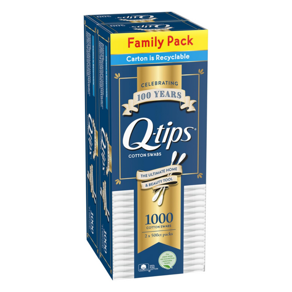 1000-Count (2pk x 500ct) Q-tips Cotton Swabs