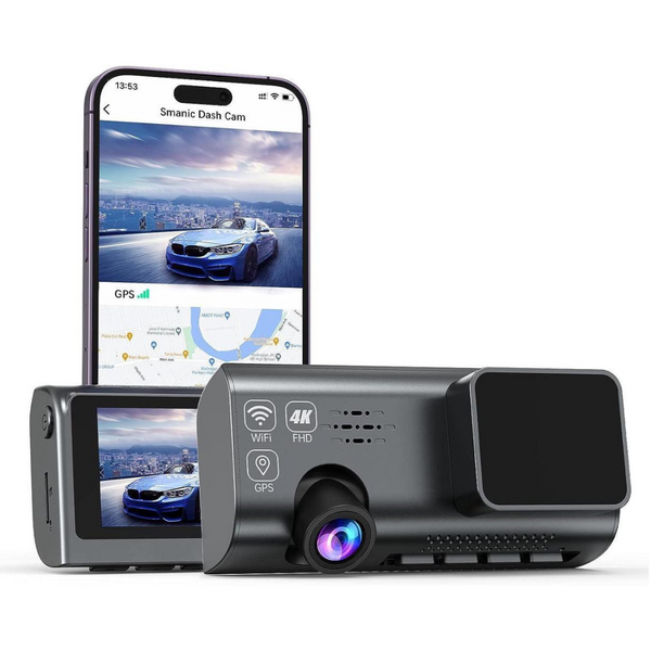 Smanic 4k Dash Cam Front Built WiFi GPS 3.16" IPS Car Dashboard Record