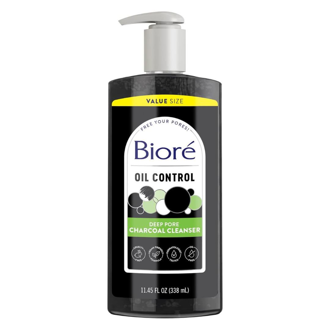 Biore Deep Pore Charcoal Daily Facial Cleanser For Oily Skin, 11.45 Fl Oz