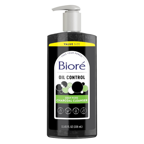 Biore Deep Pore Charcoal Daily Facial Cleanser For Oily Skin, 11.45 Fl Oz