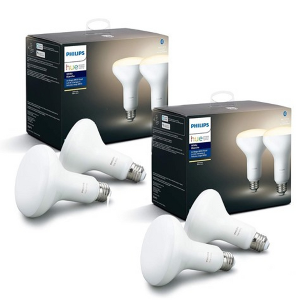 4-Pack Philips Hue White 65W BR30 LED Smart Bulb