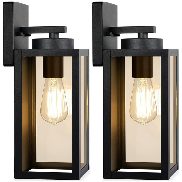 2-Pack BesLowe Outdoor Wall Light Fixtures (Matte Black)