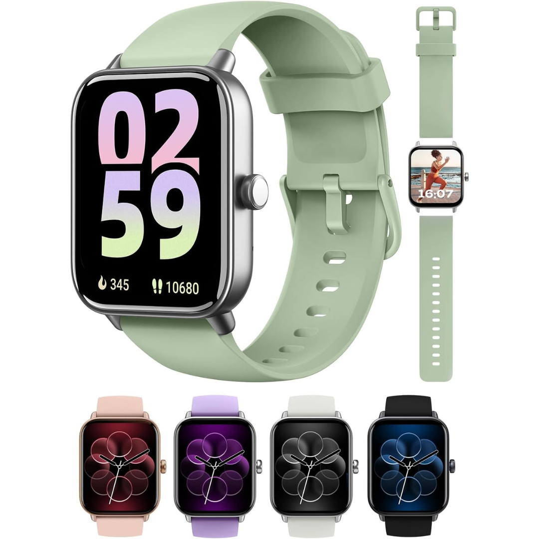 Unisex Waterproof Smart Watch Compatible with iPhone 9.0 or Above and Android 6.0