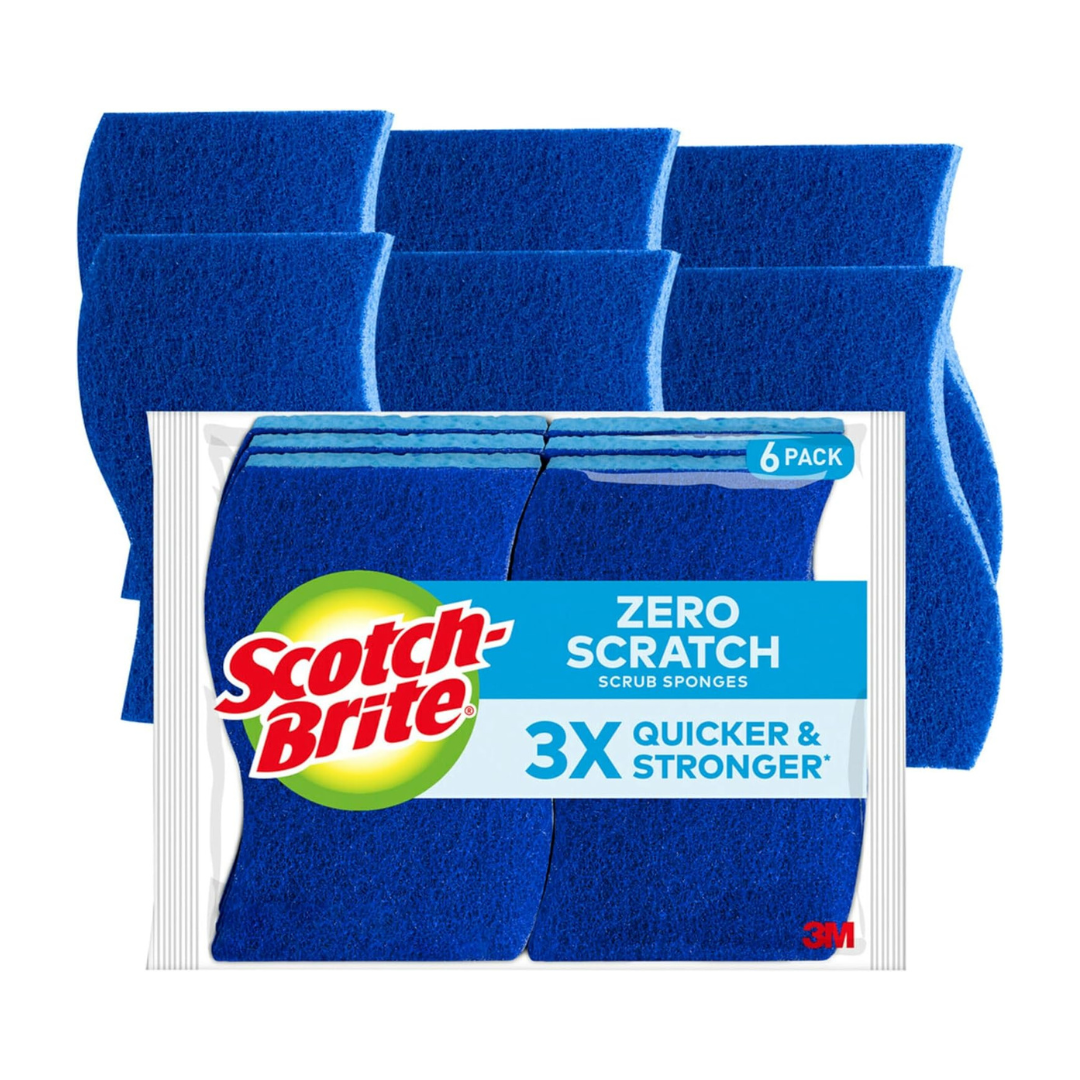 6-Pack Scotch-Brite Zero Scratch Scrub Sponges