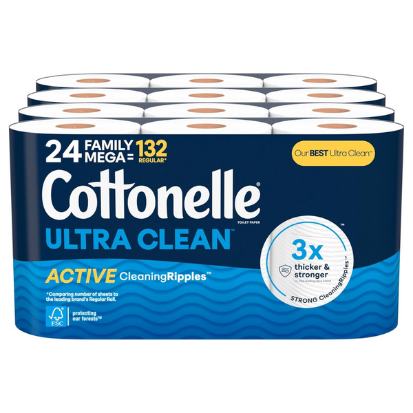 24-Count Cottonelle Toilet Paper Family Mega Rolls (Ultra Clean Or Ultra Comfort)