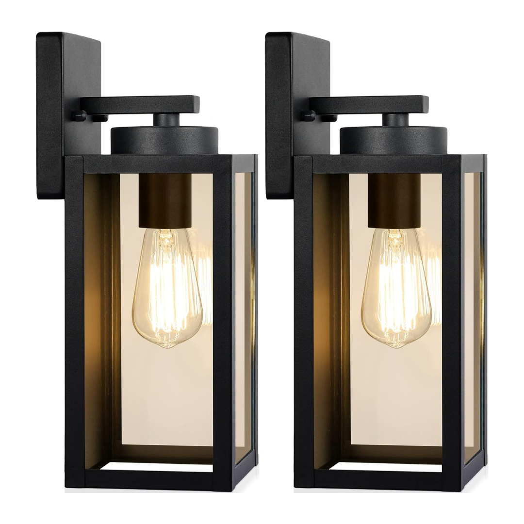 2-Pack BesLowe Outdoor Wall Light Fixtures (Matte Black)