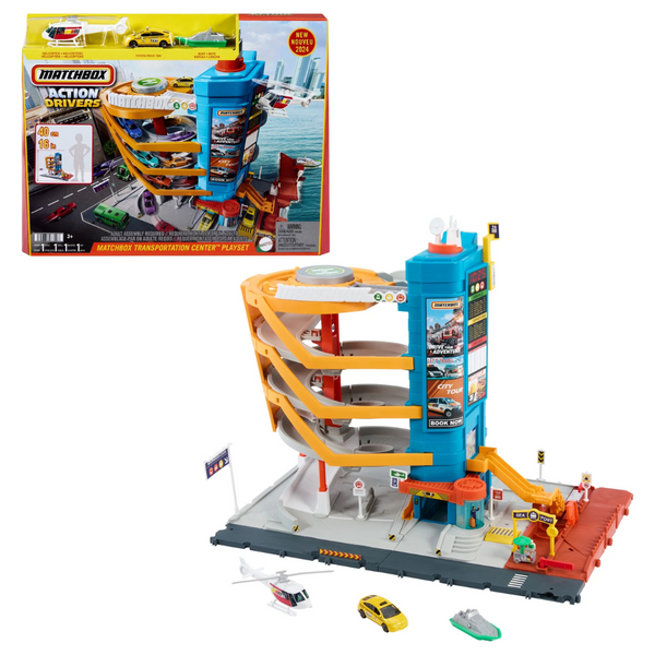 Kids 5 Levels Parking Transportation Center With Toy Vehicles & Playset